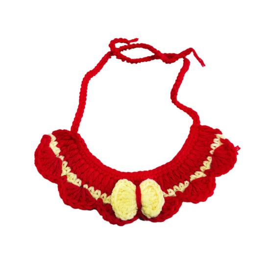 Knitted Pet Collar Tie Adjustable Handmade Small Animals Collar Strap for Chicken Duck Goose Parrot Rabbits