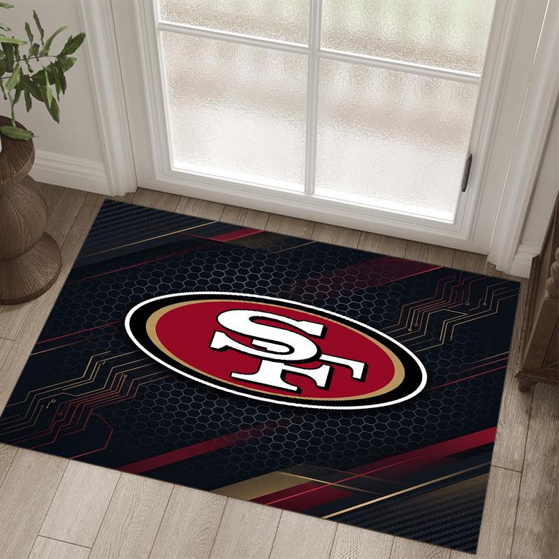 San Francisco 49ers Design Crystal Velvet Carpet Cozy Non?Slip Printed Rug For Bedroom Living Room Entrance