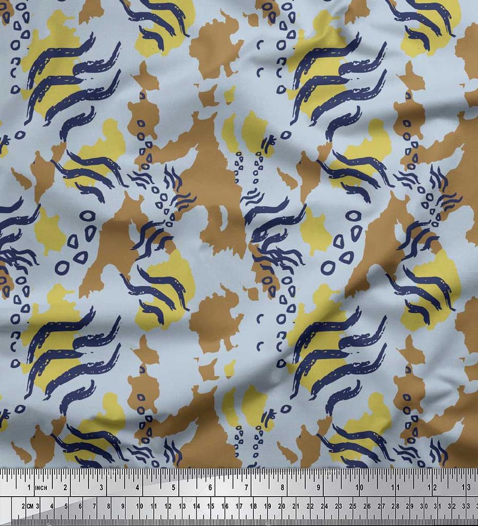 Soimoi Red Japan Crepe Satin Fabric Zebra & Leopard Animal Skin Print Fabric by the Metre 42 Inch