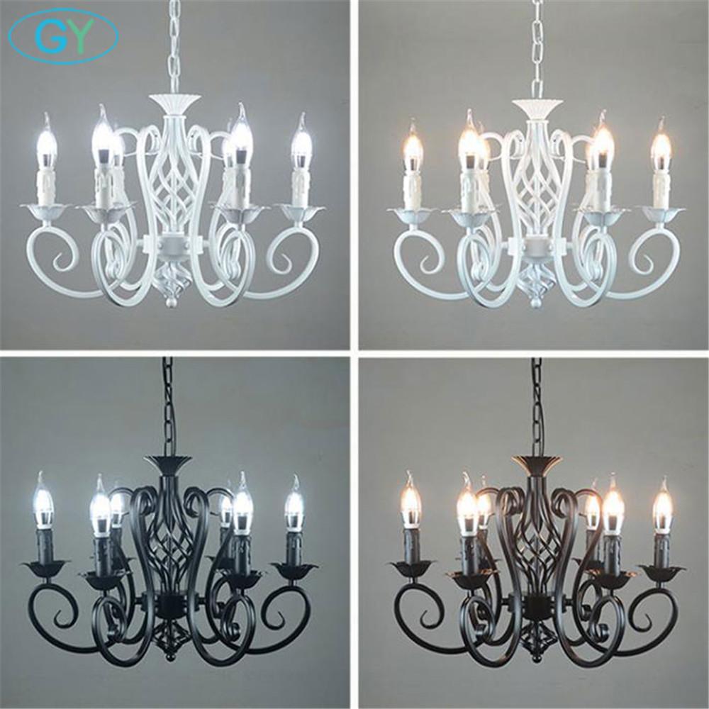 Промышленная люстра из кованого железа на 3, 5, 6 ламп, винтажный подсвечник, ретро, черно-белый подвесной светильник, оптовая продажа