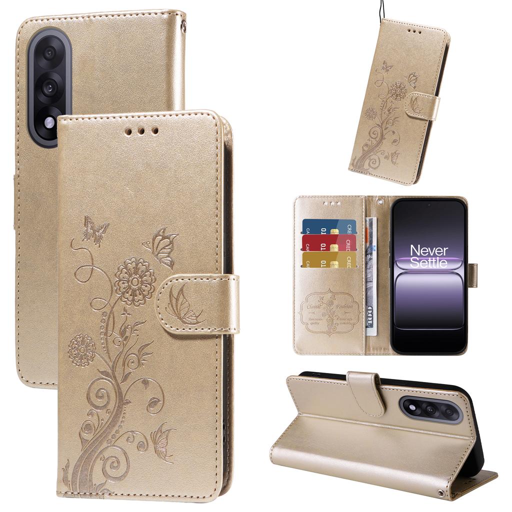 For OnePlus Ace 5 Ultra 5G/OnePlus Nord 5 5G Leather Case Butterfly Floral Imprint Wallet Stand Cover