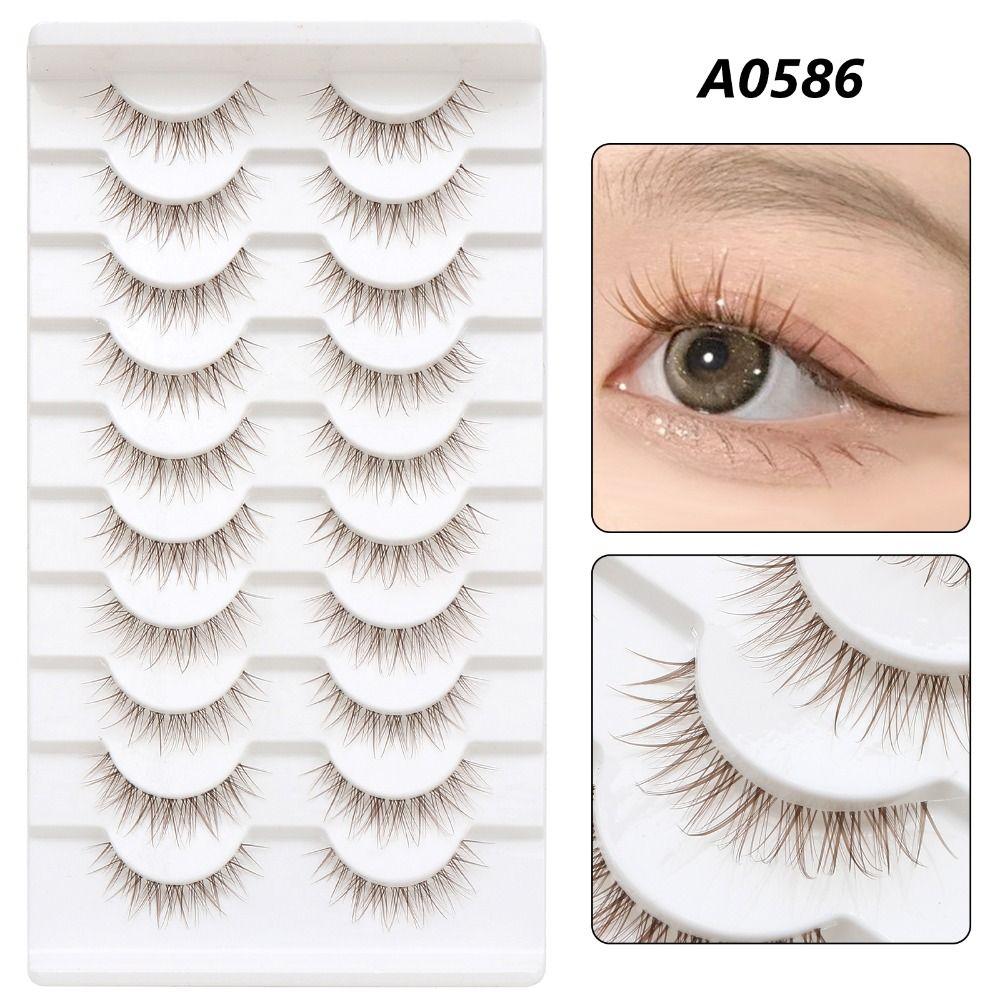 10 пар натуральных коричневых накладных ресниц 3D драматические аниме ресницы модные манга ресницы для женщин