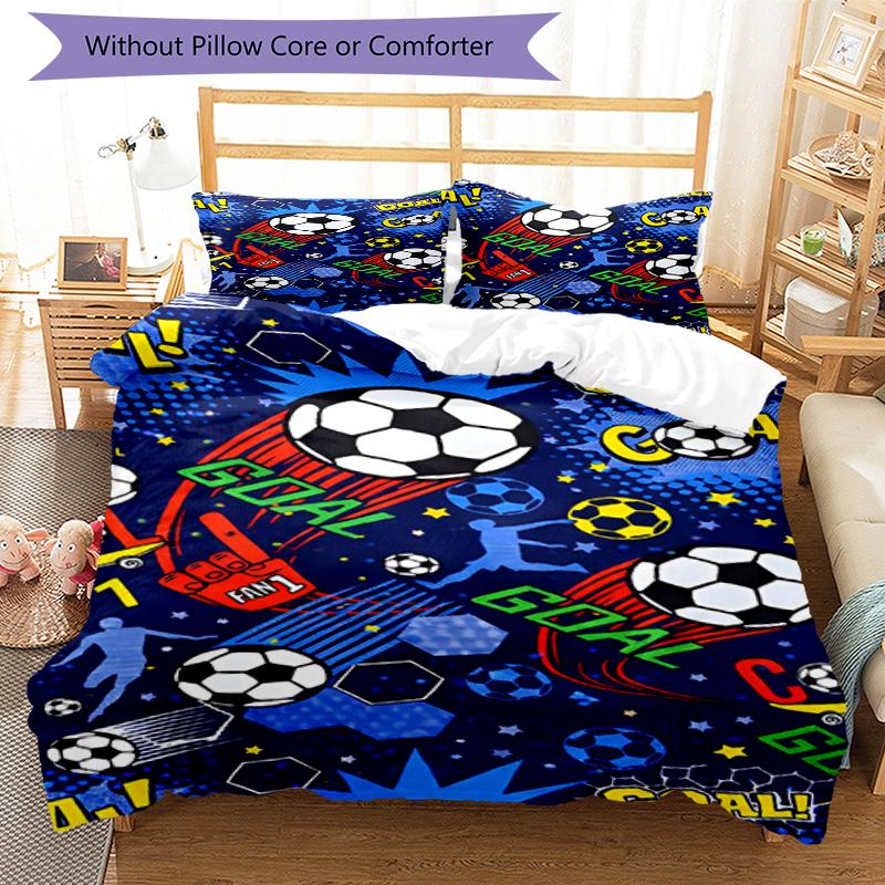 3pcs Soccer Bedding Set Duvet Cover Closure Includes 1 Duvet Cover & 2 Pillowcases, Soft and Comfortable for All Seasons.