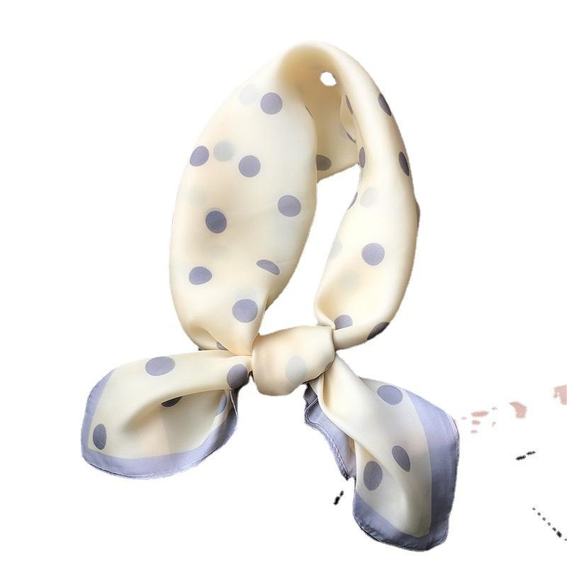 Spring and Autumn 71 Small Square Scarf Korean Polka Dot Women's Silk Scarf Versatile Decoration Art Professional Stewardess Scarf