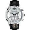 Emporio Armani Мужские кварцевые часы-хронограф Renato Silver Black Leather AR2432