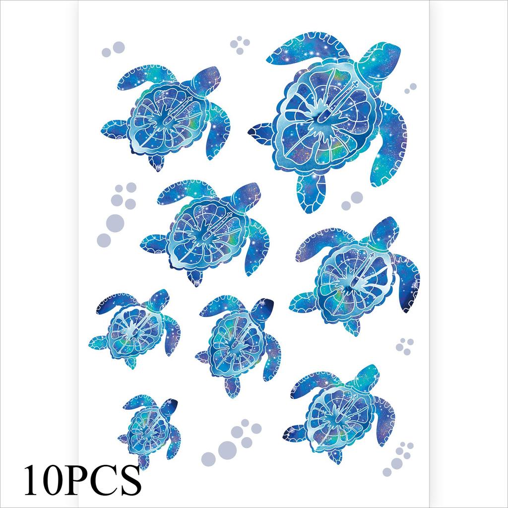 10PCS.Cute sea turtle PVC waterproof wall decals, suitable for bathroom, home, office & kindergarten, easy to apply & remove