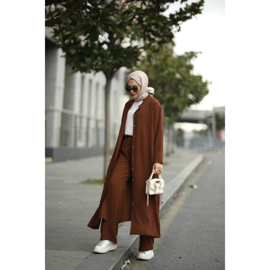 Hijab Lady Suit Brown Model-507