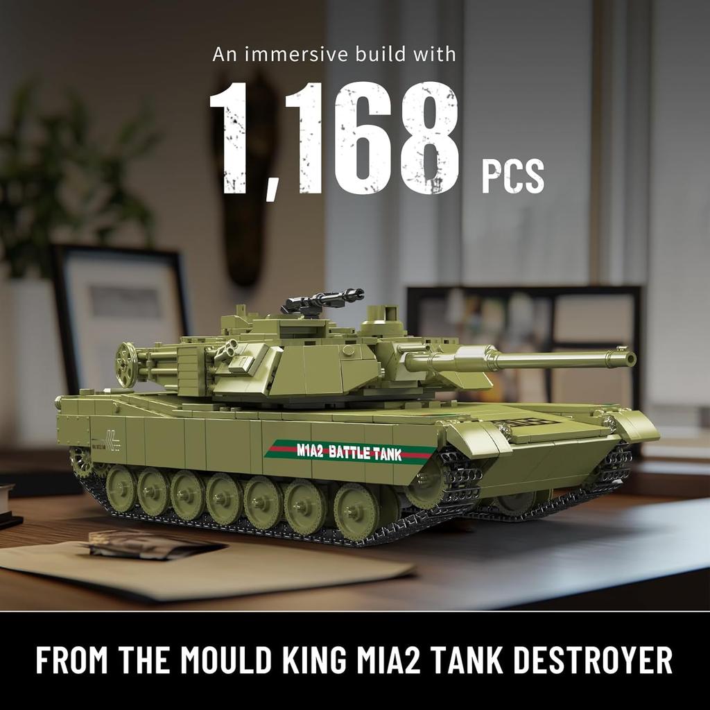 MOULD KING 20033 Военные танковые игрушки Пульт дистанционного управления M1A2 Основной боевой танк Строительный блок Кирпичная сборка Детский рождественский подарок