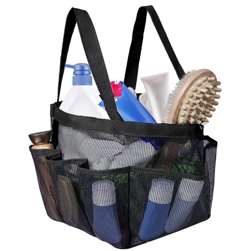 Подвесная сетчатая душевая кабина, переносная сумка-тоут для душа с 8 карманами, большая вместимость, быстросохнущий душ