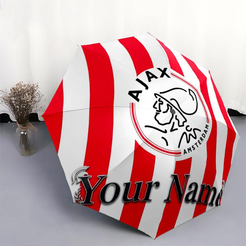1 шт. Автоматический складной зонт - AFC Ajax, узор с индивидуальным названием, портативный и складной дизайн с 8 спицами, Рождественские и Дни рождения