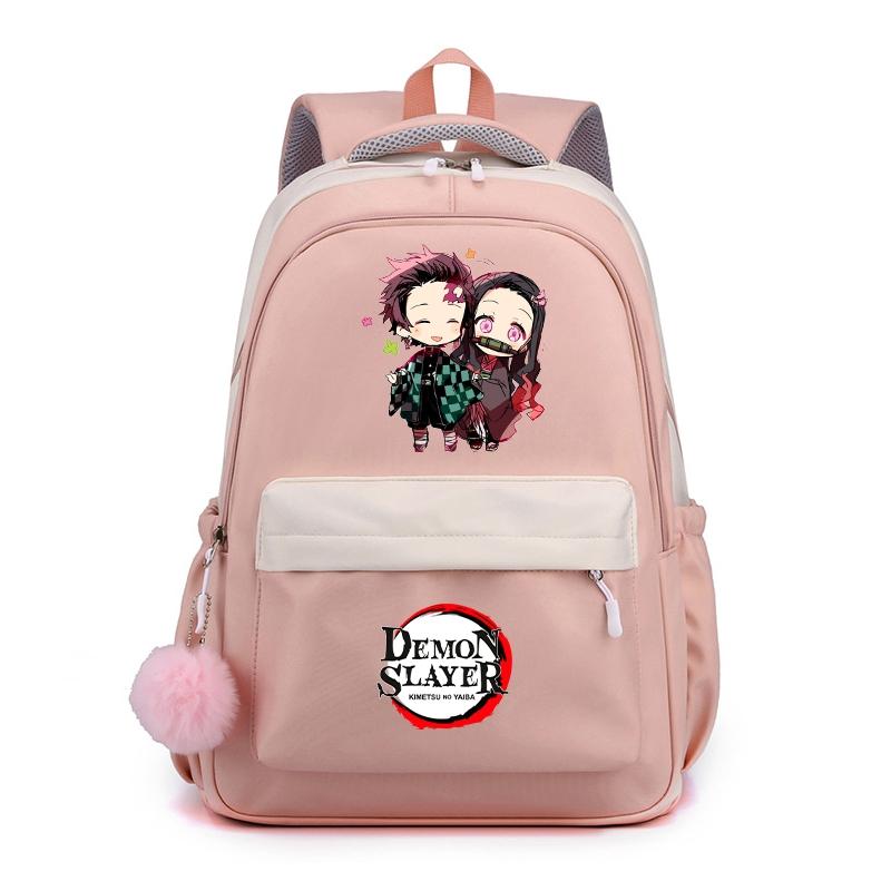 Аниме Demon Slayer, нейлоновый милый мягкий рюкзак, повседневная сумка для книг, школьная сумка для девочек, мальчиков, мужчин и женщин, дорожная сумка для отдыха Mochila