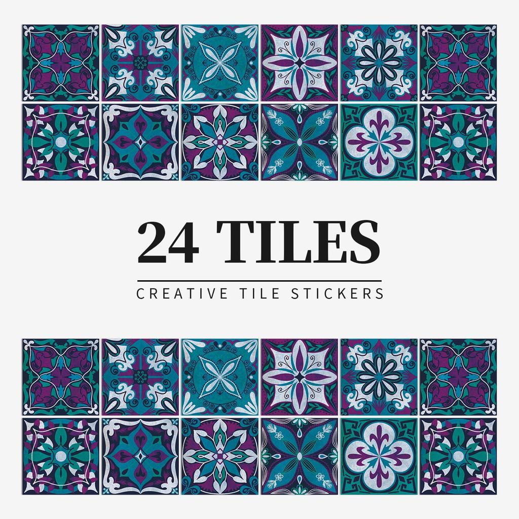 24 Pieces European Pattern Self-Adhesive Tile Sticker Waterproof And Oil-Proof Kitchen Bathroom Wall Decoration Matte Film Pvc Wall Sticker