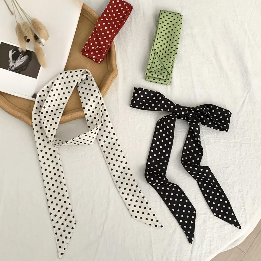 Fashion Dot Ribbon Silk Scarf Women Thin Neck Scarves Lady Small Shawls Bandana Narrow Female Neckerchief Dress Accessories