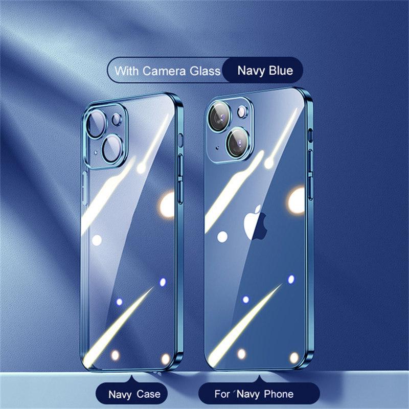 Квадратный прозрачный чехол с покрытием для iPhone 16 15 14 13 12 11 Pro Max Plus X XR XS SE 2022 7 8 защитный мягкий силиконовый чехол для объектива