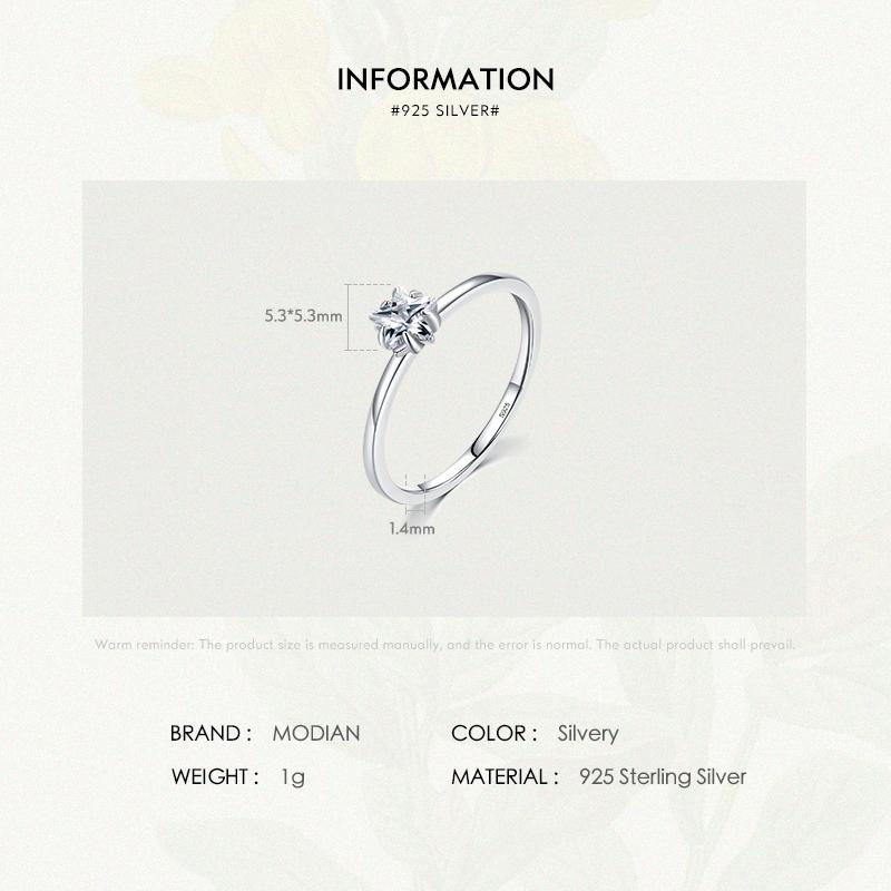 MODIAN Простое винтажное кольцо в форме звезды с кубическим цирконием, стерлинговое серебро 925 пробы, модные штабелируемые кольца на палец для женщин и девочек, ювелирные изделия