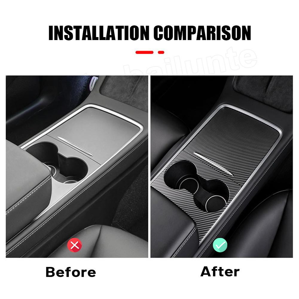 Защитная крышка центральной консоли автомобиля, наклейка из углеродного волокна на центральную панель управления для Tesla Model 3 Model Y 2022 2023