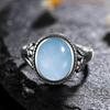 Винтажное серебряное кольцо Женское украшение Натуральный лунный камень Тигровый глаз Персонализированные кольца для женщин Бижутерия Свадебное украшение Подарок S