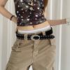 Retro Suede Rivet Belt Luxury Design Punk Waistband Business Waist Belt  Paired with Skirts Jeans