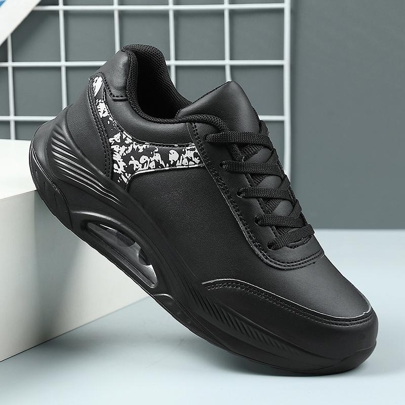 Women's Air-cushion Sneakers Height-increasing Platform Shoes PU Leather Non-slip Footwear for Walking Jogging