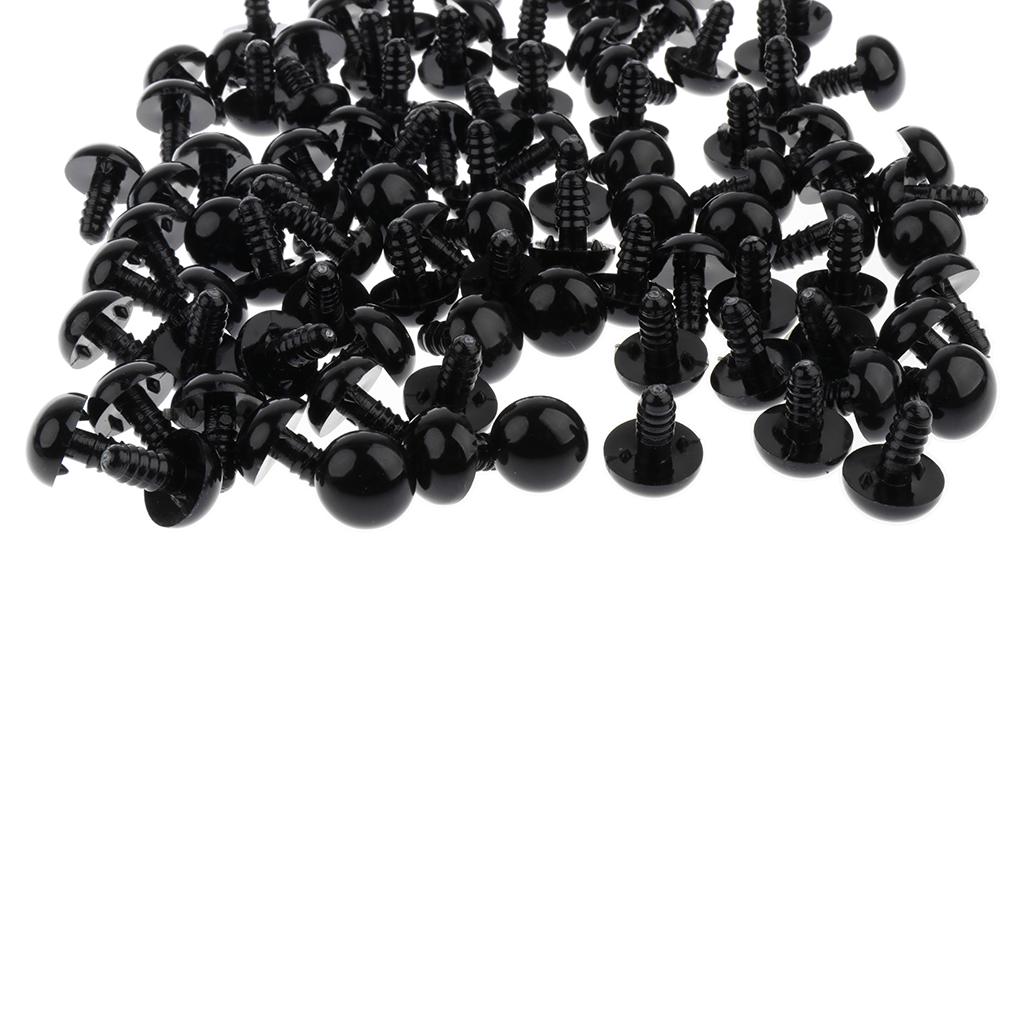 100 Pieces Black Plastic Safety Eyes with Backs for Doll DIY Making 5mm