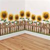 Наклейки в деревенском стиле - Наклейки на стену 'Подсолнух и забор' - Свежие элементы - Самоклеящиеся - Без следов