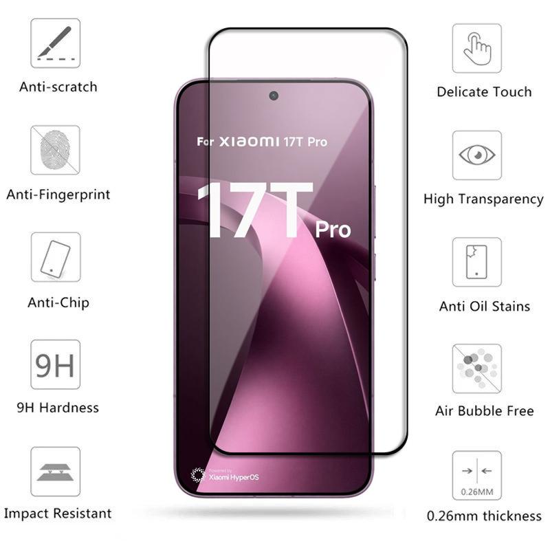 Для Xiaomi 17T Закаленное Стекло Full Cover Защитное Стекло для Экрана Xiaomi 17T Pro Защитная Пленка для Экрана Телефона Для Xiaomi 17T
