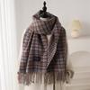 Women's Bohemian Winter Plaid Scarf Shawl - Thick Double-Sided Tassel Wrap Soft Warm Neck Wrap & Fringed Edge for Casual & Formal Outfits