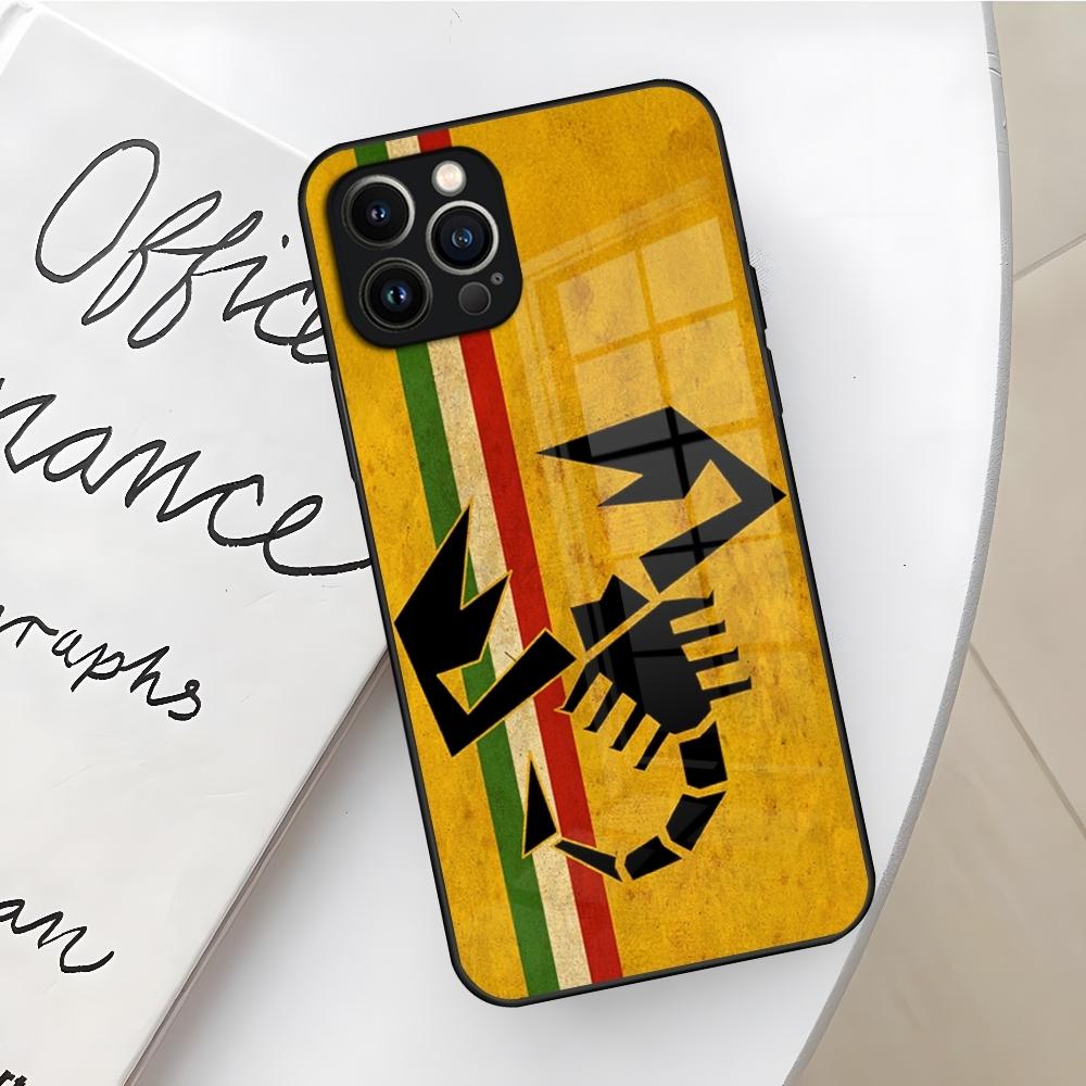 ABARTH Италия Чехол для телефона автомобиля для Iphone 16 15 14 12 11 13 Pro Max Mini X Xr Xs Se 8 Plus Стеклянный Чехол