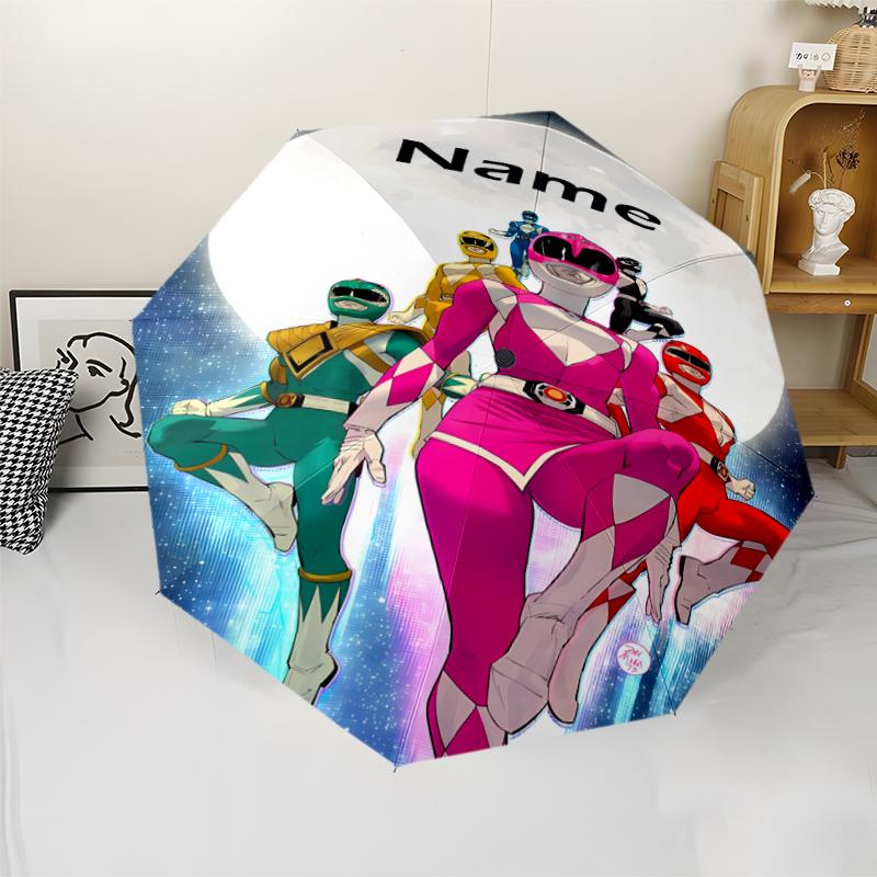 Автоматический зонт с индивидуальным именем в стиле Mighty Morphin, легкий и портативный, 8 спиц, идеально подходит для путешествий на свежем воздухе, дней рождения, Рождества, подарков.