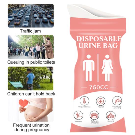 4Pcs 750CC Disposable Urine Bag Leakproof Portable Travel Self-Driving Car Tour Traffic Jam Camping Men Women Pee Vomit Emergency Pouch