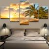 Wall Art Canvas Painting Modern Pictures Home Decoration Posters 5 Panel Palm Trees Sea Sunset Landscape Living Room HD Printed No Frame