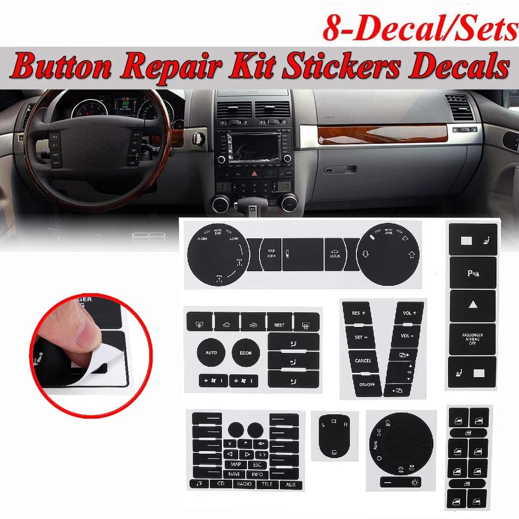 Полный набор автомобильных изношенных кнопок, ремонтный комплект, наклейки, наклейки на рулевое колесо, переключатель Windows для VW для Volkswagen Touareg 2004-2009