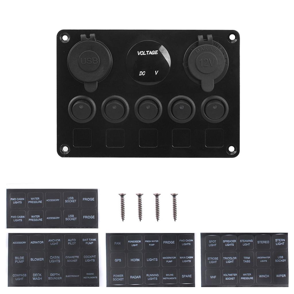 12 В 24 В 5-кнопочный светодиодный переключатель панели освещения тумблер USB зарядные устройства датчик для автомобиля морской лодки грузовика прицепа каравана аксессуары