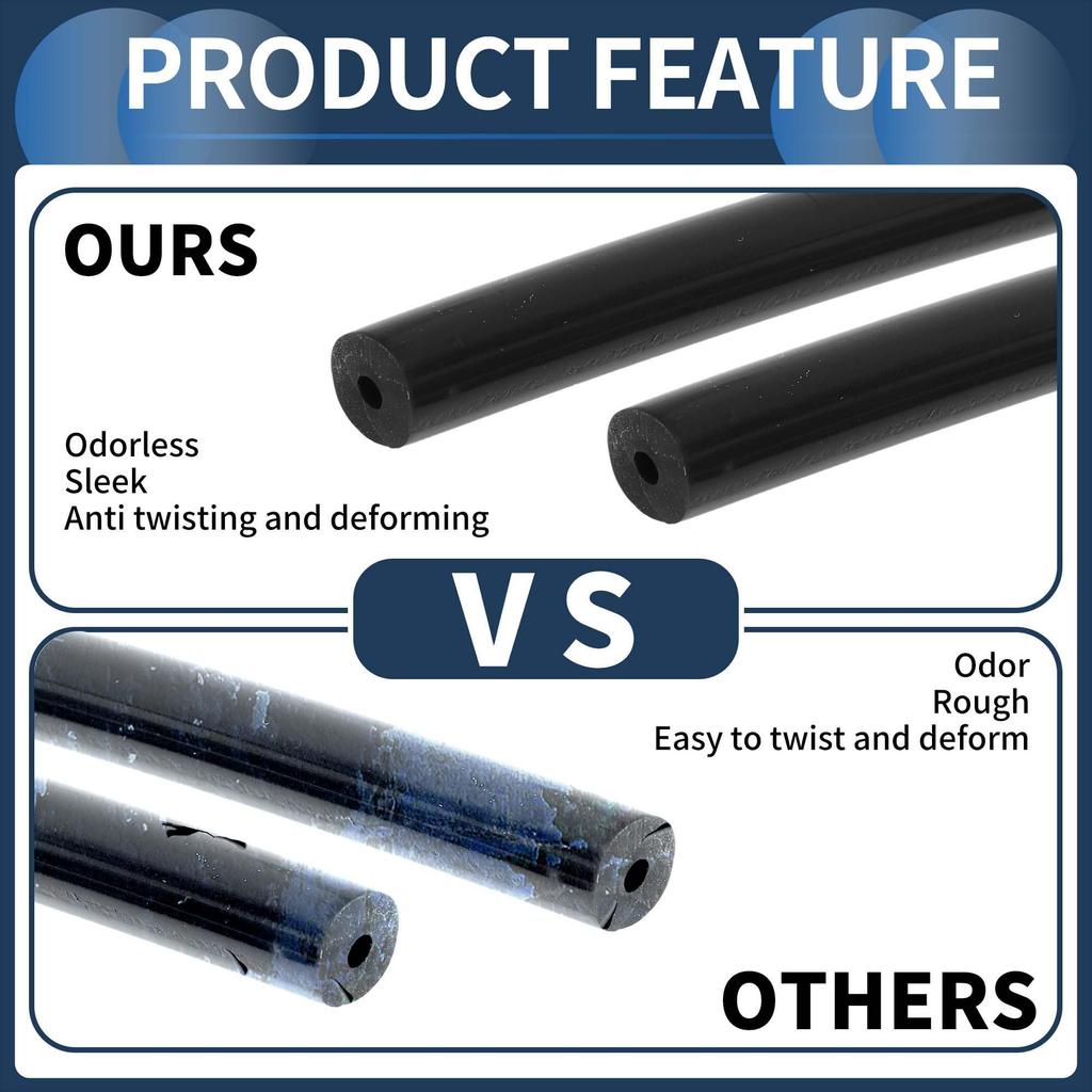 INFINAUTO Engine Silicone Vacuum Tube Hose 5FT 1/16" 2mm ID 2.5mm Thickness Vehicle Vacuum Line Silicone Black High Temperature