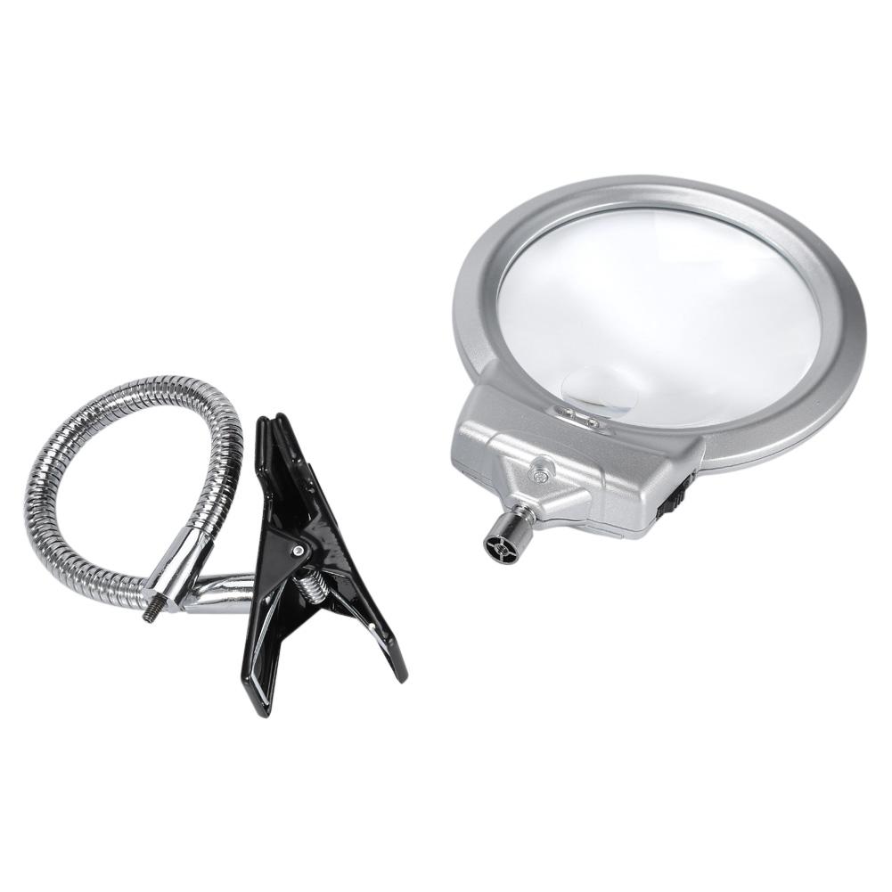 Large Lens Table Top Desk Lamp Lighted Magnifier Magnifying Glass With LED Light Clamp
