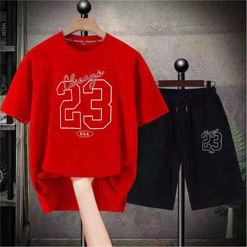 2025 Горячая Распродажа Мужские Повседневные Спортивные Костюмы С Короткими Рукавами Высокого Качества Баскетбольные Футболки Шорты Для Прогулок Летняя Одежда Для Бега 8 Цветов