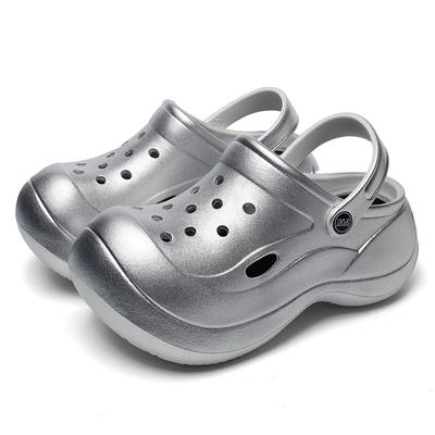 Туфли на высоком каблуке с танкеткой, женские мюли 2024 года, новые сандалии на толстой платформе для женщин, летние пляжные тапочки с толстой подошвой, шлепанцы