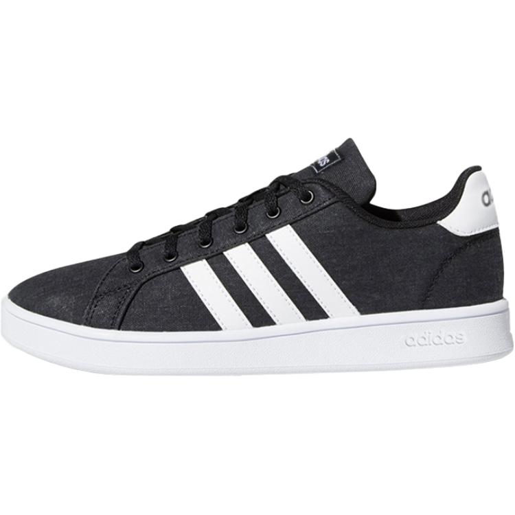 adidas Neo Grand Court Синтетическая кожа Канвас Удобные Универсальные Дышащие Низкие Кеды для скейтбординга Детские Кроссовки Серый Черный EG1517