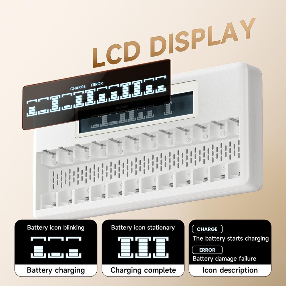 PALO 4-40 Pcs Rechargeable AA+AAA 1.5V Li-ion Batteries 3500+1300 mWh HR6 HR03 Battery with 12 Slots LCD USB 1.5V Li-ion Battery Charger