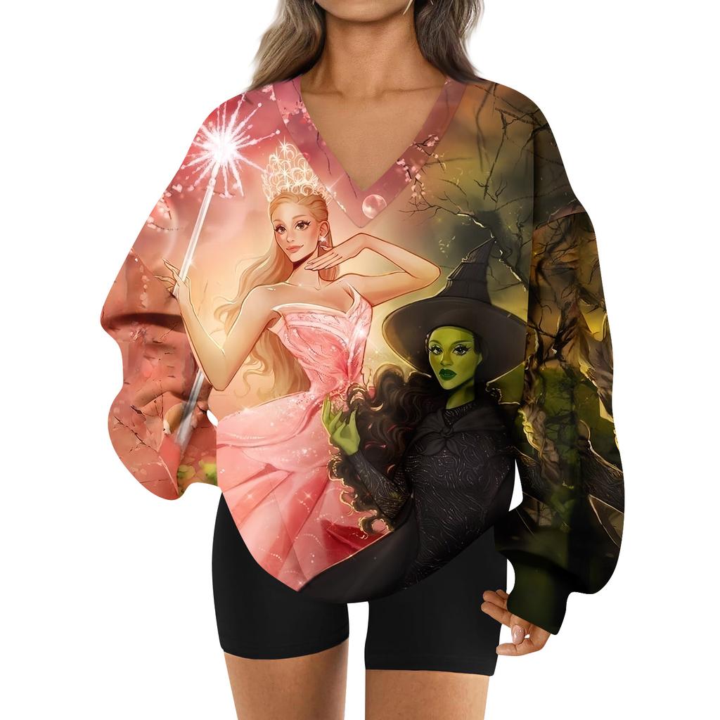 Женская свободная и удобная спортивная одежда с V-образным вырезом, толстовка с длинными рукавами, повседневная одежда для сочетания