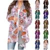Women's Fashion Casual Halloween Print Medium Length Cardigan Jacket Coat