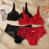 Sexy Exquisite Lace Bra Panty Set Women Bras Non-paded Plus Size Steel Ring Push Up Bra Hollow Out Briefs Bralette Lingerie Set