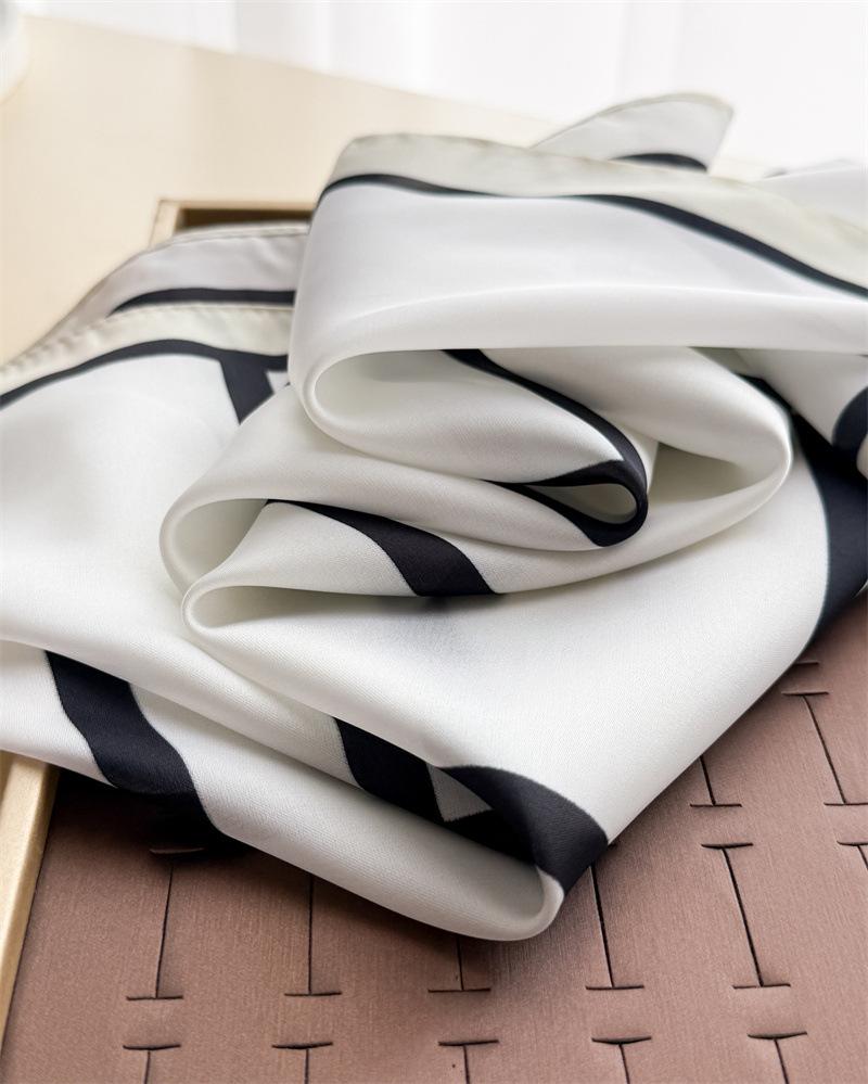 Women S Plaid Printed Silk Like Square Scarf For Sun Protection