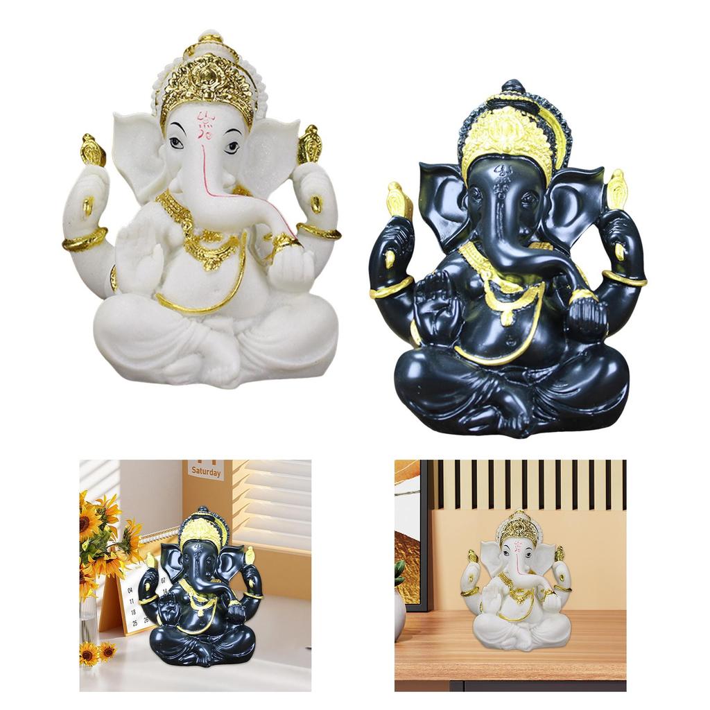 Ganesha Figurine, Fengshui Religious Elephant God Figurine, Resin Buddha Statue, Lord Ganesh Statue,