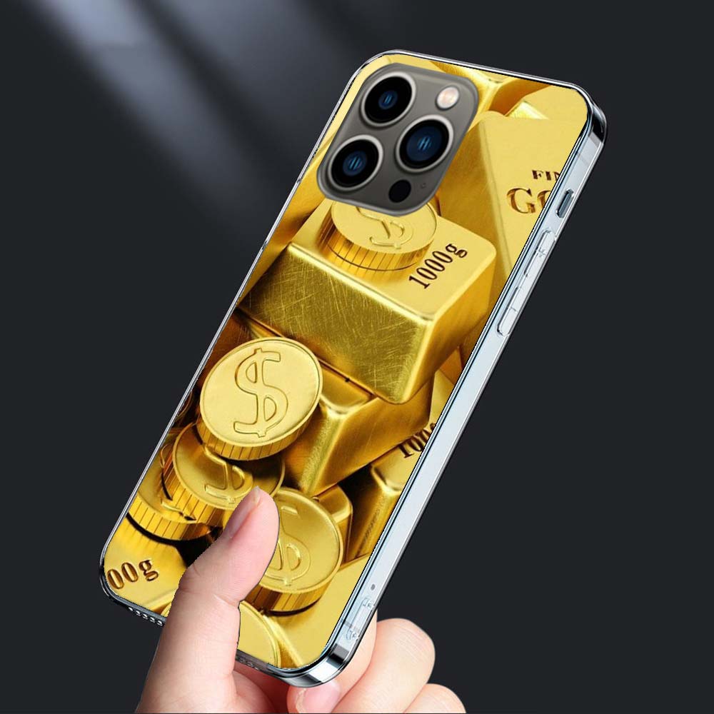 Чехол для телефона 'Золотой слиток Богатство и Финансы' Для Iphone 16E 15 Pro 14 Plus 17E 16 17 Pro Max Air 11 12 13 Mini Ударопрочный Capa Милый