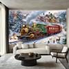 Christmas Day Party Decoration Background Cloth Christmas Train Tapestry Suitable for Home Outdoor Photography Photography