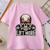 Flaming Skull Lift More T Shirt for Unisex Fire Eyes Gym Tshirt Casual Cotton Shortsleeved Tshirt WOMEN Clothing Ropa Hombre Tops