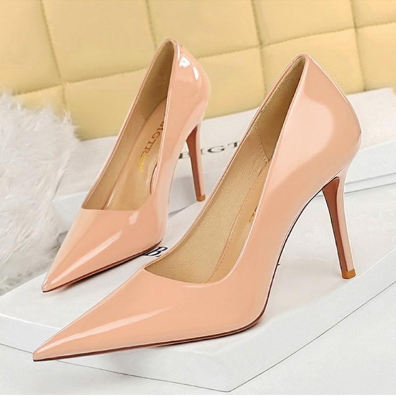 European and American Fashion Super High Heel Shallow Mouth Pointed Bright High Heel Shoes Women's Shoes Single Shoes
