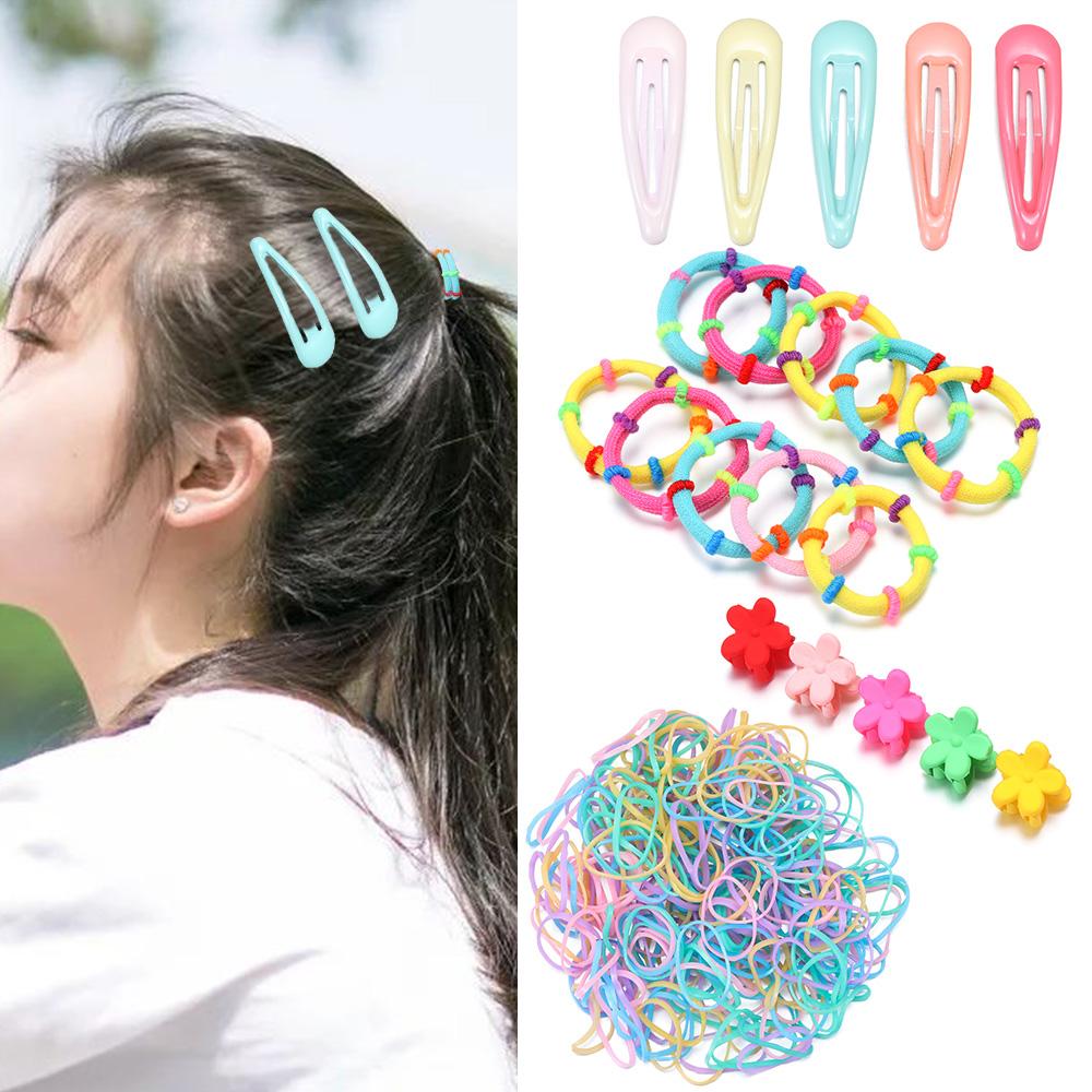 220PCS/Set Candy Color Kids Girls Accessories Gifts Hairpin Hair Clip Hair Rope