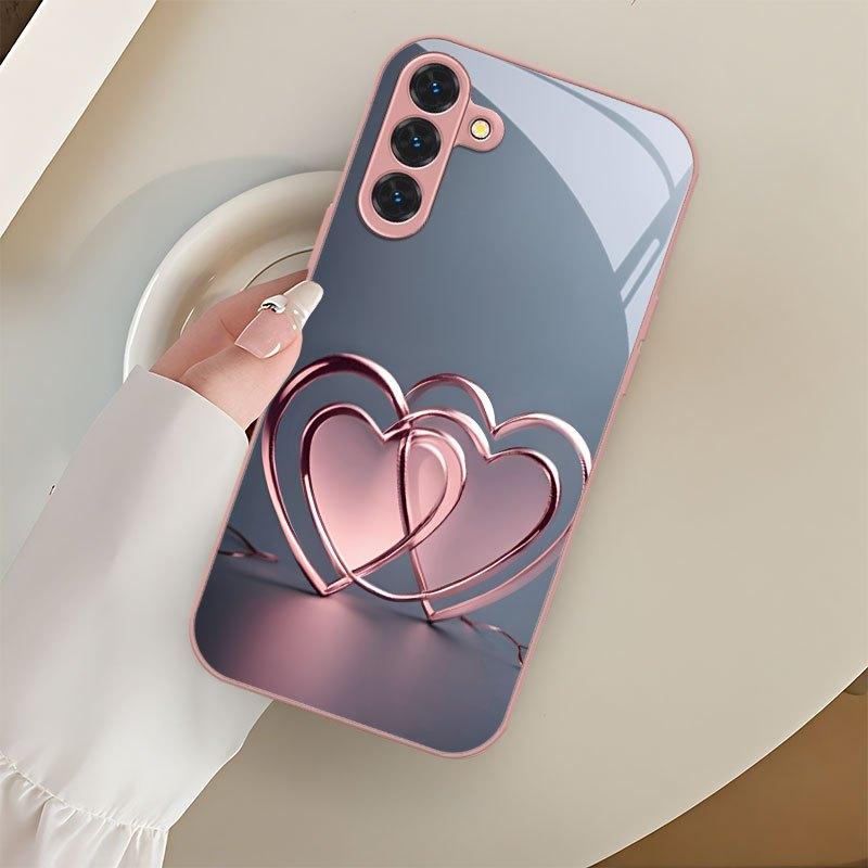 Double heart pattern phone case for Samsung Galaxy S26 S25 S24 S23 S21 S20 fe/plus/Ultra anti drop back cover